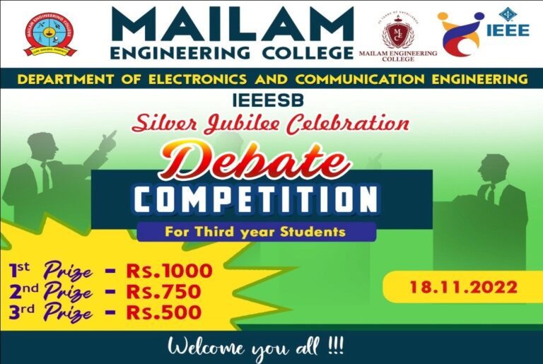 Our Department has conducted a Technical contest (Debate Competition and Group Discussion) for Third year students during the month of November - 18.11.2022