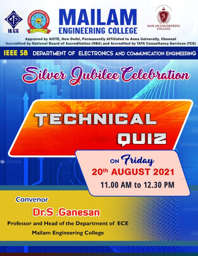 Our Department of Electronics and Communication has conducted Technical Quiz on “Technical Contest on the account of silver Jubilee celebration” on 20.08.2021