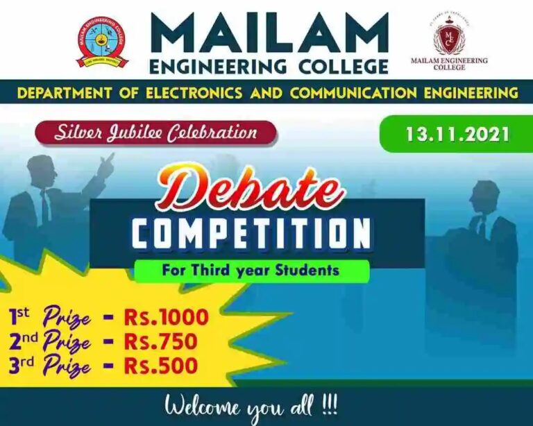 The Department of Electronics and Communication has conducted Debate Competition on “Technical Contest on the account of silver Jubilee celebration ” on 13.11.2021