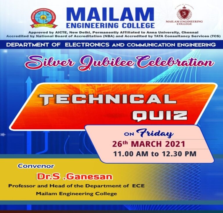 Our Department of Electronics and Communication has conducted Technical Quiz on “Technical Contest on the account of silver Jubilee celebration ” on 26.03.2021