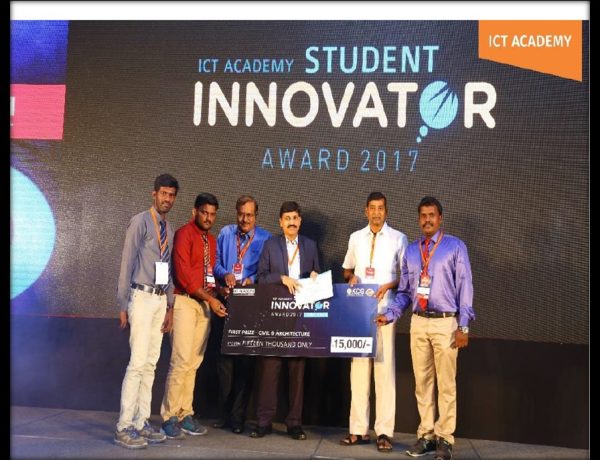 ECE Students Received First Prize in Student Innovator award 2017 organized by ICT Academy